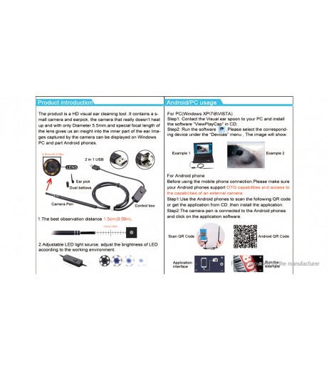 5.5mm USB Endoscope Borescope Inspection Camera (1.5m)