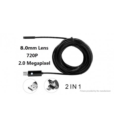 8mm 720p Micro-USB/USB Endoscope Borescope Inspection Camera (5m)