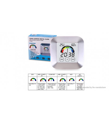 TS-S63 Touch Screen Digital Thermometer Hygrometer Alarm Clock