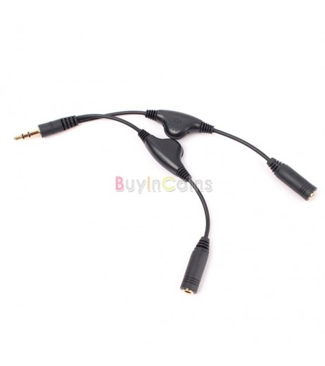 3.5mm Headphone Stereo Audio Y Splitter Cable Cord With Separate Volume Controls