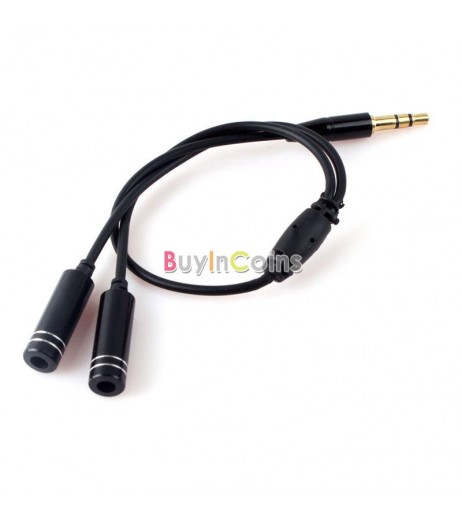 10X 3.5MM Extension Earphone Headphone Audio Splitter Cable Adapter Male to 2 Female