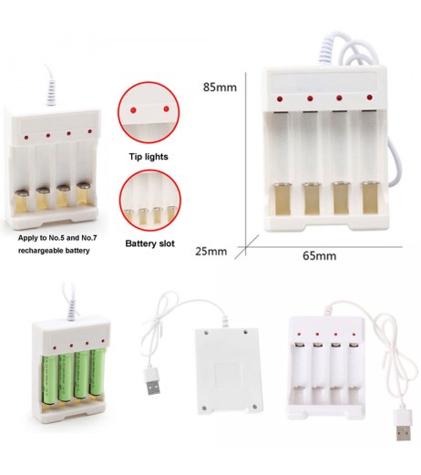 1.2V Universal 4 Slot USB Plug In Battery Charger For Rechargeable AA / AAA Batteries