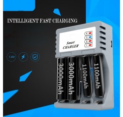 Universal Charger AA And AAA Rechargeable 4Ports NiMH NiCd Batteries Charger Smart Travel Charger