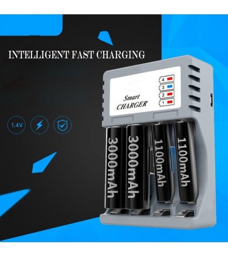 Universal Charger AA And AAA Rechargeable 4Ports NiMH NiCd Batteries Charger Smart Travel Charger