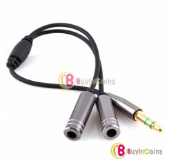 3.5MM Extension Earphone Headphone Audio Splitter Cable Adapter Male to 2 Female