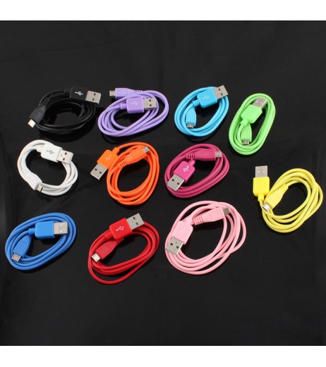 1m 3ft Micro USB Data Cable Charger Charging Cable V8 fr Samsung Phones Colorful