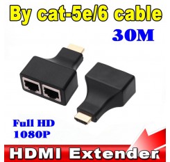 HDMI To Dual Port RJ45 Network Cable Extender Over by Cat 5e / 6 1080p up to 30m Extender Repeater