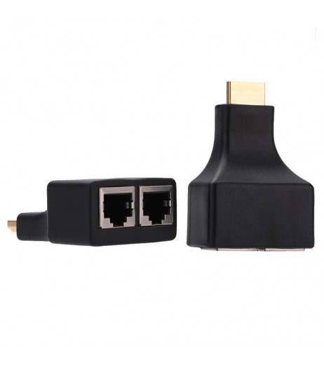 HDMI To Dual Port RJ45 Network Cable Extender Over by Cat 5e / 6 1080p up to 30m Extender Repeater