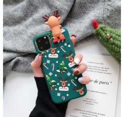 Merry Christmas Couples Phone Case For iPhone 11 Cartoon Snowman & deer Soft Back Cover Cases