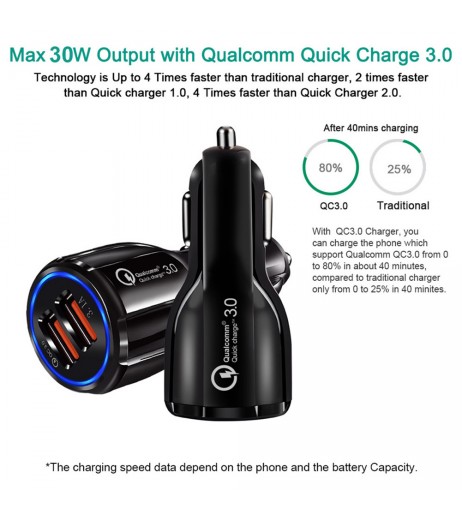 Car USB Charger Quick Charge 3.0 2.0 Mobile Phone Charger 2 Port USB Fast Car Charger for iPhone Samsung Tablet Car-Charger