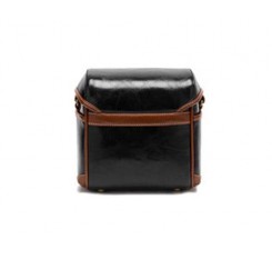 Vintage Style Leather Shoulder Bag for DSLR Camera - Black